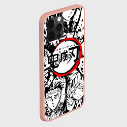 Чехол для iPhone 12 Pro Max Kimetsu no yaiba чернобелый аниме коллаж, цвет: 3D-светло-розовый — фото 2