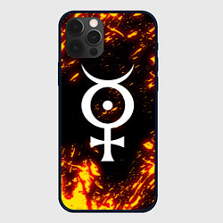 Чехол для iPhone 12 Pro Max Marilyn Manson логотип на брызгах, цвет: 3D-черный