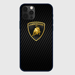 Чехол для iPhone 12 Pro Max Lamborghini logo n carbone, цвет: 3D-черный