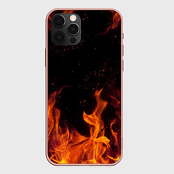 Чехол для iPhone 12 Pro Max ОГОНЬ, цвет: 3D-светло-розовый
