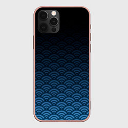 Чехол для iPhone 12 Pro Max Узор круги темный синий, цвет: 3D-светло-розовый