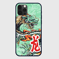 Чехол для iPhone 12 Pro Max Изумрудный дракон, цвет: 3D-черный