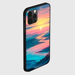 Чехол для iPhone 12 Pro Max Извилистая река закат природа, цвет: 3D-черный — фото 2