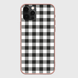 Чехол для iPhone 12 Pro Max Черно-белая клетка, цвет: 3D-светло-розовый
