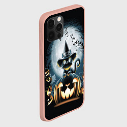 Чехол для iPhone 12 Pro Max Хэллоуин Кот, цвет: 3D-светло-розовый — фото 2