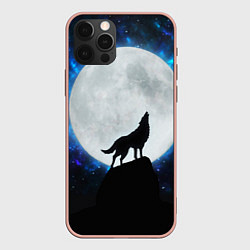 Чехол для iPhone 12 Pro Max Волк воющий на луну, цвет: 3D-светло-розовый