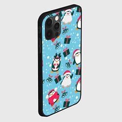 Чехол для iPhone 12 Pro Max Новогодние Пингвины, цвет: 3D-черный — фото 2