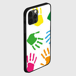 Чехол для iPhone 12 Pro Max Цветные ладошки - Детский узор, цвет: 3D-черный — фото 2