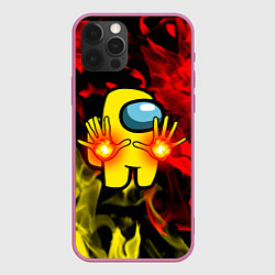 Чехол для iPhone 12 Pro Max Маг огня Among us, цвет: 3D-малиновый