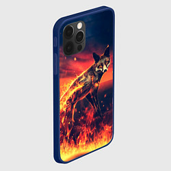 Чехол для iPhone 12 Pro Max Огненная лиса, цвет: 3D-тёмно-синий — фото 2