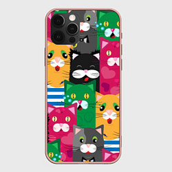 Чехол для iPhone 12 Pro Max Удивленные Коты, цвет: 3D-светло-розовый