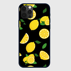 Чехол для iPhone 12 Pro Max Лимоны на чёрном, цвет: 3D-черный