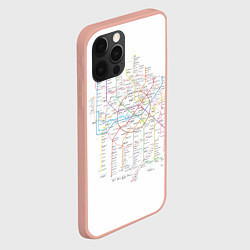 Чехол для iPhone 12 Pro Max Схема метро, МЦК, МЦД 2021, цвет: 3D-светло-розовый — фото 2