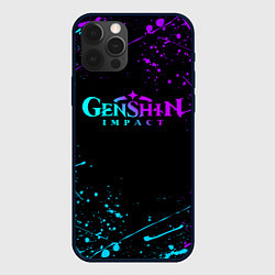 Чехол для iPhone 12 Pro Max GENSHIN IMPACT NEON LOGO, цвет: 3D-черный