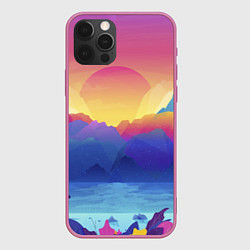 Чехол для iPhone 12 Pro Max Красочные Горы, цвет: 3D-малиновый