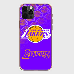 Чехол для iPhone 12 Pro Max LOS ANGELES LAKERS ЛЕЙКЕРС, цвет: 3D-светло-розовый