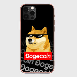 Чехол для iPhone 12 Pro Max DOGECOIN DOGE ДОГИКОИН, цвет: 3D-светло-розовый