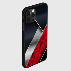 Чехол для iPhone 12 Pro Max 3D BLACK AND RED METAL, цвет: 3D-черный — фото 2