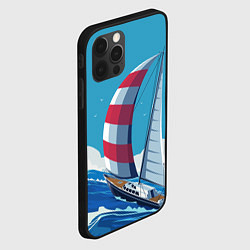 Чехол для iPhone 12 Pro Max ПАРУСНИК В МОРЕ ЛЮБЛЮ МОРЕ Z, цвет: 3D-черный — фото 2