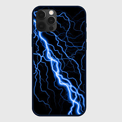 Чехол для iPhone 12 Pro Max ГОЛУБАЯ МОЛНИЯ ГРОЗА, цвет: 3D-черный