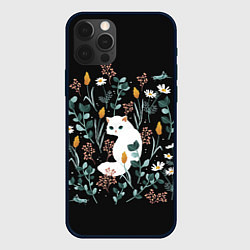 Чехол для iPhone 12 Pro Max Кошечка среди цветов, цвет: 3D-черный