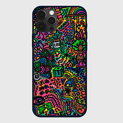 Чехол для iPhone 12 Pro Max Кислотные узоры психоделика, цвет: 3D-черный
