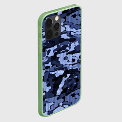 Чехол для iPhone 12 Pro Max Синий камуфляж в клетку, цвет: 3D-салатовый — фото 2