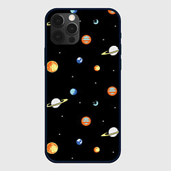 Чехол для iPhone 12 Pro Max Планеты в космосе, цвет: 3D-черный