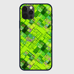 Чехол для iPhone 12 Pro Max Ярко-зеленый абстрактный узор, цвет: 3D-черный