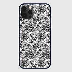 Чехол для iPhone 12 Pro Max Злые Гориллы - Паттерн, цвет: 3D-черный