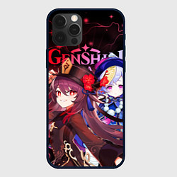 Чехол для iPhone 12 Pro Max Ху Тао и Ци Ци, Genshin Impact, цвет: 3D-черный