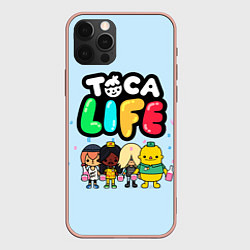 Чехол для iPhone 12 Pro Max Toca Life: Logo, цвет: 3D-светло-розовый