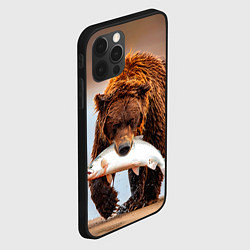 Чехол для iPhone 12 Pro Max Медведь с рыбой во рту, цвет: 3D-черный — фото 2