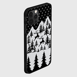 Чехол для iPhone 12 Pro Max Северные Олени в Горах, цвет: 3D-черный — фото 2