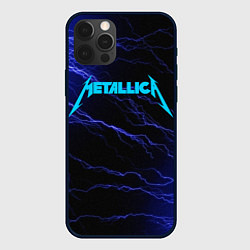 Чехол для iPhone 12 Pro Max METALLICA BLUE FLASH МЕТАЛЛИКА СИНИЕ МОЛНИИ, цвет: 3D-черный