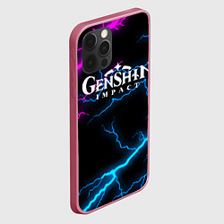 Чехол для iPhone 12 Pro Max GENSHIN IMPACT NEON FLASH НЕОНОВЫЕ РАЗРЯДЫ МОЛНИЙ, цвет: 3D-малиновый — фото 2