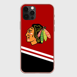 Чехол для iPhone 12 Pro Max Chicago Blackhawks, NHL, цвет: 3D-светло-розовый