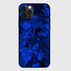 Чехол для iPhone 12 Pro Max SONIC BLUE PATTERN СИНИЙ ЁЖ, цвет: 3D-черный