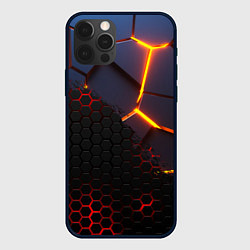 Чехол для iPhone 12 Pro Max 3D РАЗЛОМ И СТАЛЬНАЯ БРОНЯ ПОПУЛЯРНЫЕ ТЕКСТУРЫ, цвет: 3D-черный
