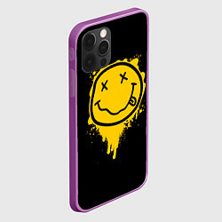 Чехол для iPhone 12 Pro Max NIRVANA LOGO SMILE, БРЫЗГИ КРАСОК, цвет: 3D-сиреневый — фото 2