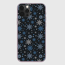 Чехол для iPhone 12 Pro Max Снежинки, цвет: 3D-серый