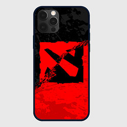 Чехол для iPhone 12 Pro Max DOTA 2 RED BLACK LOGO, БРЫЗГИ КРАСОК, цвет: 3D-черный