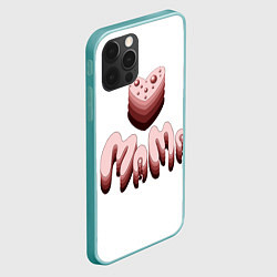 Чехол для iPhone 12 Pro Max Объемное розовое сердце с бусинами и объемной розо, цвет: 3D-мятный — фото 2