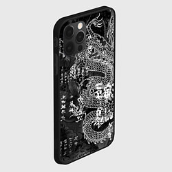 Чехол для iPhone 12 Pro Max Dragon Fire Иероглифы Японский Дракон, цвет: 3D-черный — фото 2