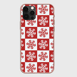 Чехол для iPhone 12 Pro Max Шахматные Снежинки, цвет: 3D-светло-розовый