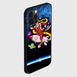 Чехол для iPhone 12 Pro Max Санта хипстер в очках на ракете в космосе с планет, цвет: 3D-черный — фото 2