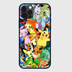 Чехол для iPhone 12 Pro Max АНИМЕ, ПОКЕМОНЫ ВСЕ ПЕРСОНАЖИ POKEMON, цвет: 3D-черный