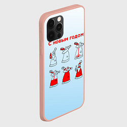 Чехол для iPhone 12 Pro Max Дед Мороз пьет красное, цвет: 3D-светло-розовый — фото 2