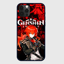 Чехол для iPhone 12 Pro Max GENSHIN IMPACT DILUC ГЕНШИН ИМПАКТ ДИЛЮК, цвет: 3D-черный