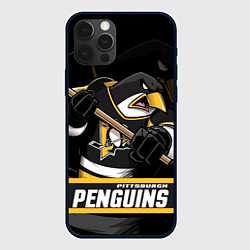 Чехол для iPhone 12 Pro Max Питтсбург Пингвинз, Pittsburgh Penguins, цвет: 3D-черный